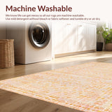 Ultra Soft Area Rug, Non Slip, Stain Resistant, Washable Area Rugs for Living Room, Bedroom, Contemporary Peach Carpet Boasting Gold Circular Motifs And Fine Line Details(Beige)