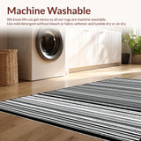 Ultra Soft Area Rug, Non Slip, Stain Resistant, Washable Area Rugs for Living Room, Bedroom, Minimalist Dual-Tone Striped Floor Covering with Absorbent Non-Slip Texture(Gray)