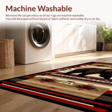 Ultra Soft Area Rug, Non Slip, Stain Resistant, Washable Area Rugs for Living Room, Bedroom, Vibrant Red and Brown Ethnic Pattern(Brown)