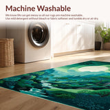 Ultra Soft Area Rug, Non Slip, Stain Resistant, Washable Area Rugs for Living Room, Bedroom, Playful Moss Green Abstract Design(Green)