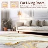 Ultra Soft Area Rug, Non Slip, Stain Resistant, Washable Area Rugs for Living Room, Bedroom, Subtle Marble Effect Neutral Abstract Large(White)