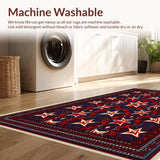 Ultra Soft Area Rug, Non Slip, Stain Resistant, Washable Area Rugs for Living Room, Bedroom, Red Blue Pentagram Kitchen Absorbent Mat(Red)