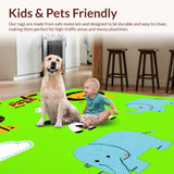Ultra Soft Area Rug, Non Slip, Stain Resistant, Washable Area Rugs for Living Room, Bedroom, Charming Animal Themed Tapestry(Green)