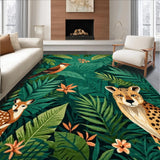 Ultra Soft Area Rug, Non Slip, Stain Resistant, Washable Area Rugs for Living Room, Bedroom, Charming Leafy Jungle Scene(Green)
