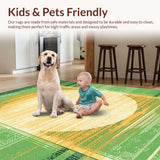 Ultra Soft Area Rug, Non Slip, Stain Resistant, Washable Area Rugs for Living Room, Bedroom, Rustic Textured Watercolor Print(Green)