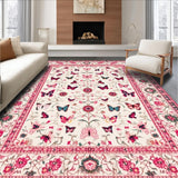 Ultra Soft Area Rug, Non Slip, Stain Resistant, Washable Area Rugs for Living Room, Bedroom, Whimsical Insect Floral Composition(Ivory)