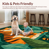 Ultra Soft Area Rug, Non Slip, Stain Resistant, Washable Area Rugs for Living Room, Bedroom, Lively Cartoon Wildlife Pattern(Orange)