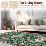 Ultra Soft Area Rug, Non Slip, Stain Resistant, Washable Area Rugs for Living Room, Bedroom, Artful Soft Pastel Leaf Patterns(Green)