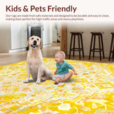 Ultra Soft Area Rug, Non Slip, Stain Resistant, Washable Area Rugs for Living Room, Bedroom, Lively Yellow Abstract Aesthetic(Yellow)