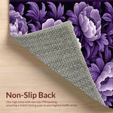 Ultra Soft Area Rug, Non Slip, Stain Resistant, Washable Area Rugs for Living Room, Bedroom, Rustic Purple Blossom Pattern(Purple)