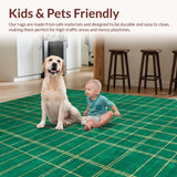 Ultra Soft Area Rug, Non Slip, Stain Resistant, Washable Area Rugs for Living Room, Bedroom, Opulent Geometric Luxe Aesthetic(Green)