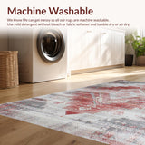 Ultra Soft Area Rug, Non Slip, Stain Resistant, Washable Area Rugs for Living Room, Bedroom, Rustic Textured Linear Pattern(Red)