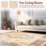 Ultra Soft Area Rug, Non Slip, Stain Resistant, Washable Area Rugs for Living Room, Bedroom, Modern Boho Area with Artistic Medallion and Geometric Harmony(Ivory)