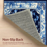 Ultra Soft Area Rug, Non Slip, Stain Resistant, Washable Area Rugs for Living Room, Bedroom, Sophisticated Floral Chinoiserie Aesthetic(Blue)