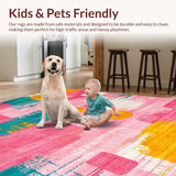 Ultra Soft Area Rug, Non Slip, Stain Resistant, Washable Area Rugs for Living Room, Bedroom, Artful Fluid Color Composition(Pink)