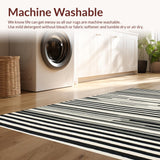 Ultra Soft Area Rug, Non Slip, Stain Resistant, Washable Area Rugs for Living Room, Bedroom, Monochrome Maze: Graphic Stripe Woven Accent Rug for Entry(Black)