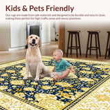 Ultra Soft Area Rug, Non Slip, Stain Resistant, Washable Area Rugs for Living Room, Bedroom, Beige Runner(Blue)