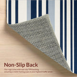 Ultra Soft Area Rug, Non Slip, Stain Resistant, Washable Area Rugs for Living Room, Bedroom, Warm Beachy Striped Elegance(Blue)