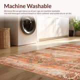 Ultra Soft Area Rug, Non Slip, Stain Resistant, Washable Area Rugs for Living Room, Bedroom, Elegant Ethnic Patterned Charm(Orange)