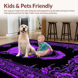 Ultra Soft Area Rug, Non Slip, Stain Resistant, Washable Area Rugs for Living Room, Bedroom, Mystical Skull Patterned Art(Purple)