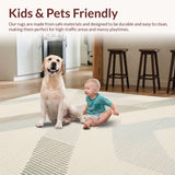 Ultra Soft Area Rug, Non Slip, Stain Resistant, Washable Area Rugs for Living Room, Bedroom, Contemporary Neutral Herringbone Pattern(Beige)