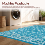 Ultra Soft Area Rug, Non Slip, Stain Resistant, Washable Area Rugs for Living Room, Bedroom, Graceful Bow Tie Rug Coquette Style Wave Edge Aesthetic Preppy Home Accent(Blue)