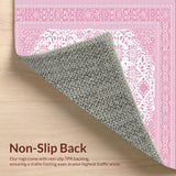 Ultra Soft Area Rug, Non Slip, Stain Resistant, Washable Area Rugs for Living Room, Bedroom, Soft Pink Geometric Pattern(Pink)
