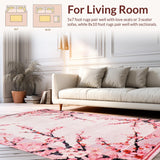 Ultra Soft Area Rug, Non Slip, Stain Resistant, Washable Area Rugs for Living Room, Bedroom, Dreamy Botanical Print Charm(Pink)