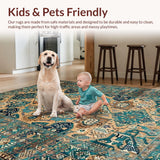 Ultra Soft Area Rug, Non Slip, Stain Resistant, Washable Area Rugs for Living Room, Bedroom, Artistic Vintage Tiled Arrangement(Beige)