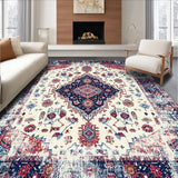 Ultra Soft Area Rug, Non Slip, Stain Resistant, Washable Area Rugs for Living Room, Bedroom, Playful Colorful Trellis Pattern(White)