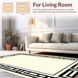 Ultra Soft Area Rug, Non Slip, Stain Resistant, Washable Area Rugs for Living Room, Bedroom, Refined Neutral Striped Aesthetic(Beige)