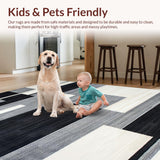 Ultra Soft Area Rug, Non Slip, Stain Resistant, Washable Area Rugs for Living Room, Bedroom, Chic Minimalist Grey Tiled Pattern(Gray)