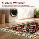 Ultra Soft Area Rug, Non Slip, Stain Resistant, Washable Area Rugs for Living Room, Bedroom, Brown Cream French-Style Bedroom Plush Medallion Carpet(Black)