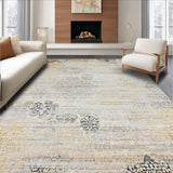 Ultra Soft Area Rug, Non Slip, Stain Resistant, Washable Area Rugs for Living Room, Bedroom, Chic Modern Patchwork Aesthetic(Gold)