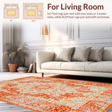 Ultra Soft Area Rug, Non Slip, Stain Resistant, Washable Area Rugs for Living Room, Bedroom, Cozy Whimsical Geometric Arrangement(Orange)