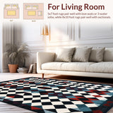 Ultra Soft Area Rug, Non Slip, Stain Resistant, Washable Area Rugs for Living Room, Bedroom, Vibrant Modern Geometric Outdoor Piece(Black)