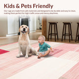 Ultra Soft Area Rug, Non Slip, Stain Resistant, Washable Area Rugs for Living Room, Bedroom, Chic Abstract Geometric Motif(Pink)