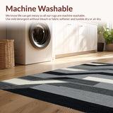 Ultra Soft Area Rug, Non Slip, Stain Resistant, Washable Area Rugs for Living Room, Bedroom, Modern Earthy Tone Striped Pattern(Gray)