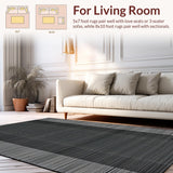 Ultra Soft Area Rug, Non Slip, Stain Resistant, Washable Area Rugs for Living Room, Bedroom, Artful Organic Flowing Patterns(Gray)