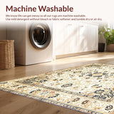 Ultra Soft Area Rug, Non Slip, Stain Resistant, Washable Area Rugs for Living Room, Bedroom, Heritage Inspired Area With Traditional Ornamental Motifs(White)