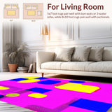 Ultra Soft Area Rug, Non Slip, Stain Resistant, Washable Area Rugs for Living Room, Bedroom, Retro Pop Art Geometric Delight(Pink)