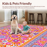 Ultra Soft Area Rug, Non Slip, Stain Resistant, Washable Area Rugs for Living Room, Bedroom, Artistic Paisley Area Runner(Orange)