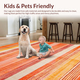 Ultra Soft Area Rug, Non Slip, Stain Resistant, Washable Area Rugs for Living Room, Bedroom, Modern Striped Geometry in Bright Tones(Orange)