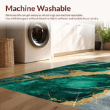 Ultra Soft Area Rug, Non Slip, Stain Resistant, Washable Area Rugs for Living Room, Bedroom, Marble Swirl Emerald Green Living Room Plush Carpet(Green)