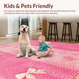 Ultra Soft Area Rug, Non Slip, Stain Resistant, Washable Area Rugs for Living Room, Bedroom, Cute Feminine Bedroom Accent Rug Washable(Pink)