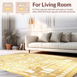 Ultra Soft Area Rug, Non Slip, Stain Resistant, Washable Area Rugs for Living Room, Bedroom, Elegant Beige Geometric Harmony with a Touch of Gold Accents(Gold)