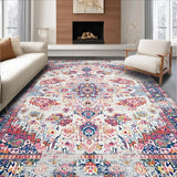 Ultra Soft Area Rug, Non Slip, Stain Resistant, Washable Area Rugs for Living Room, Bedroom, Luxurious Colorful Diamond Design(White)