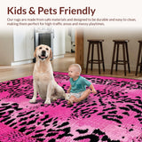Ultra Soft Area Rug, Non Slip, Stain Resistant, Washable Area Rugs for Living Room, Bedroom, Contemporary Animal Print Elegance(Pink)
