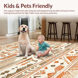 Ultra Soft Area Rug, Non Slip, Stain Resistant, Washable Area Rugs for Living Room, Bedroom, Chic Tiled Geometric Arrangement(Brown)
