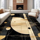 Ultra Soft Area Rug, Non Slip, Stain Resistant, Washable Area Rugs for Living Room, Bedroom, Contemporary Dynamic Artful Shapes(Gold)